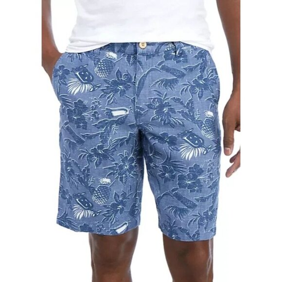 Tommy Bahama 100% Linen Tiki Luau 10-Inch Shorts Tropical Beach Preppy Size 33 - Picture 1 of 10